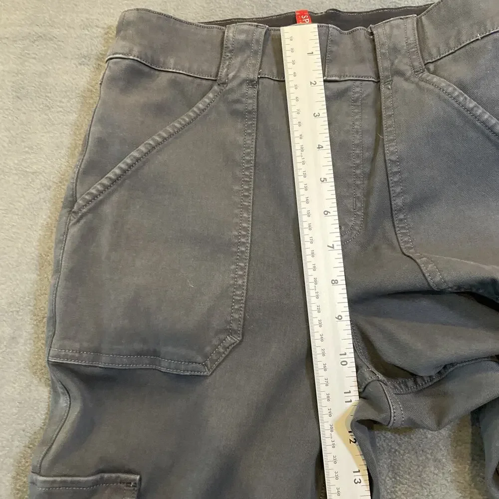 Spanx Womens Medium Black Stretch Twill Ankle Pull-On Cargo Pants Utility